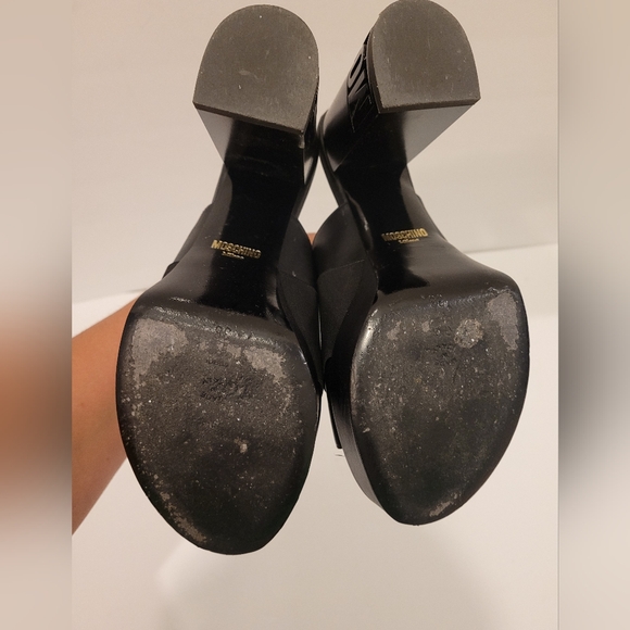 Moschino open toe platform mule pumps, size IT36, black, US 4.5 - Picture 10 of 14